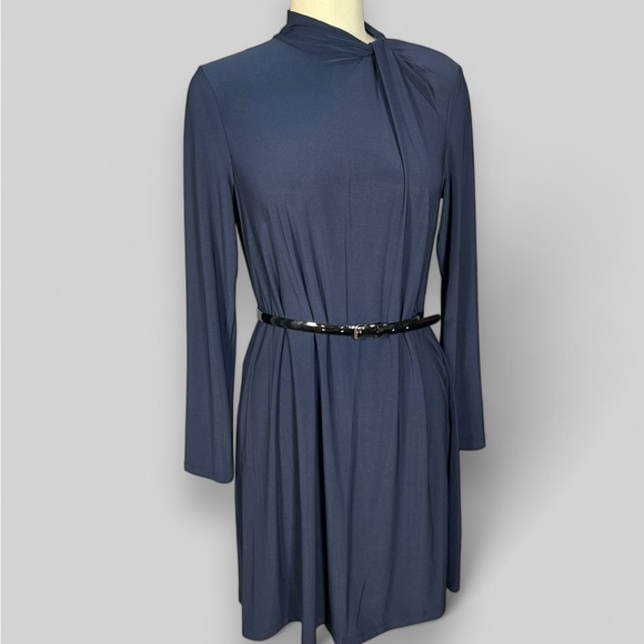 Tommy Hilfiger Navy Blue Neck Twist Tunic Dress with TH zipper hanging tag sz12 - Picture 1 of 9
